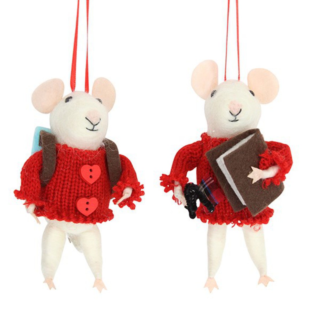 Eco Wool White Mouse with Red Wooly Sweater image 0